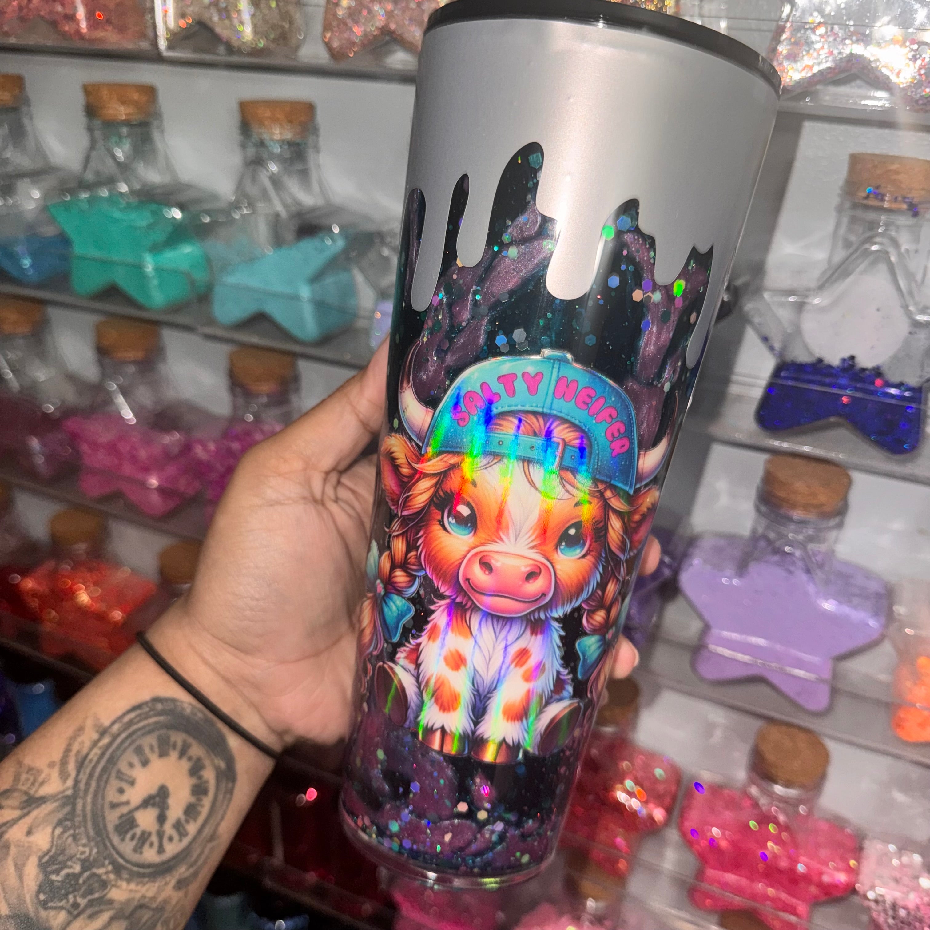 Salty Heifer - Pink/teal lava + decor lid