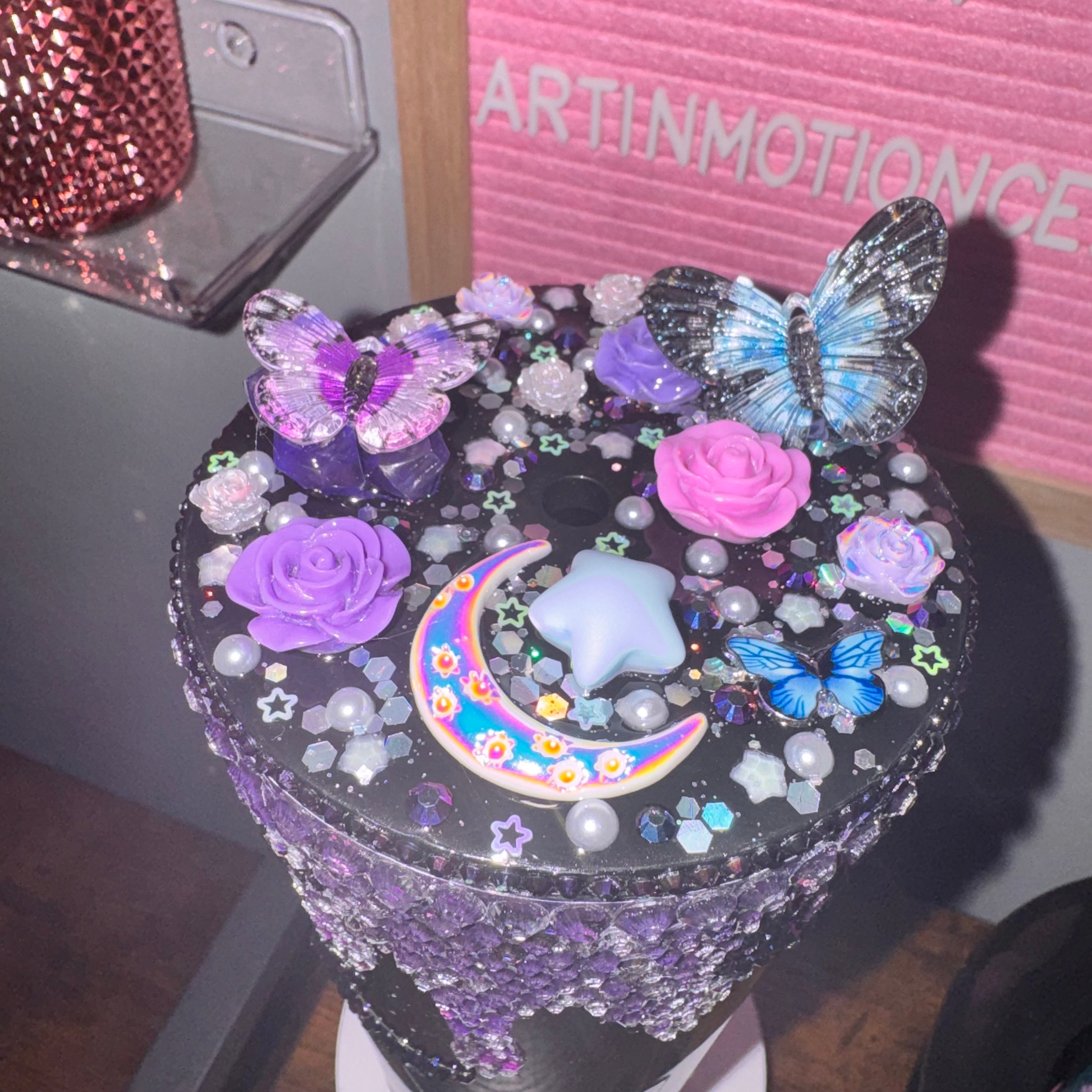 Moon Butterfly Lava - purple decor lid and drip