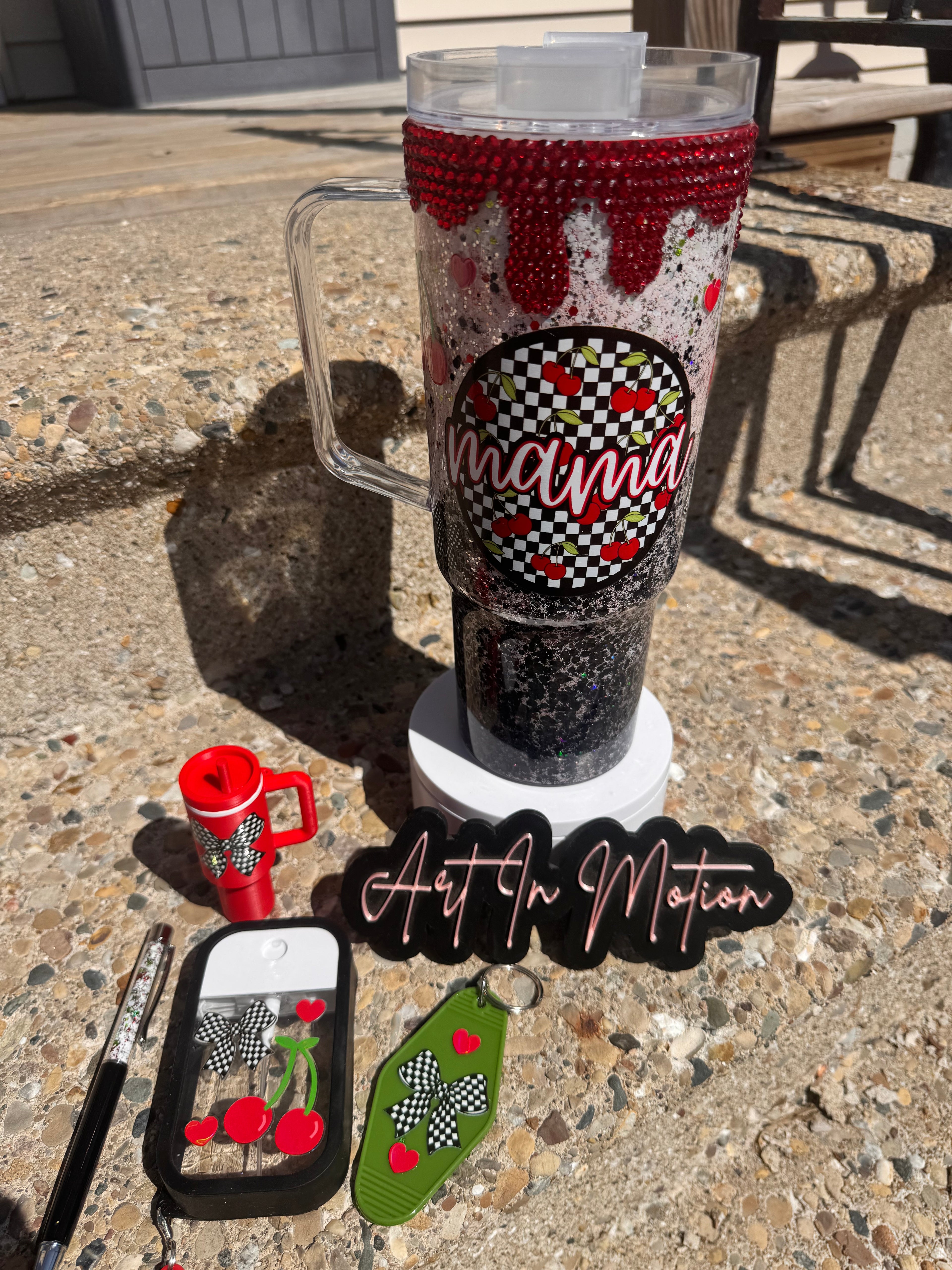 40 Oz Snowglobe Dry - cherries + cup boot + decor lid + drip