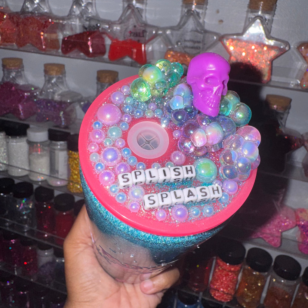 Splish Splash + 25 oz glass + rhinestone drip - dry globe