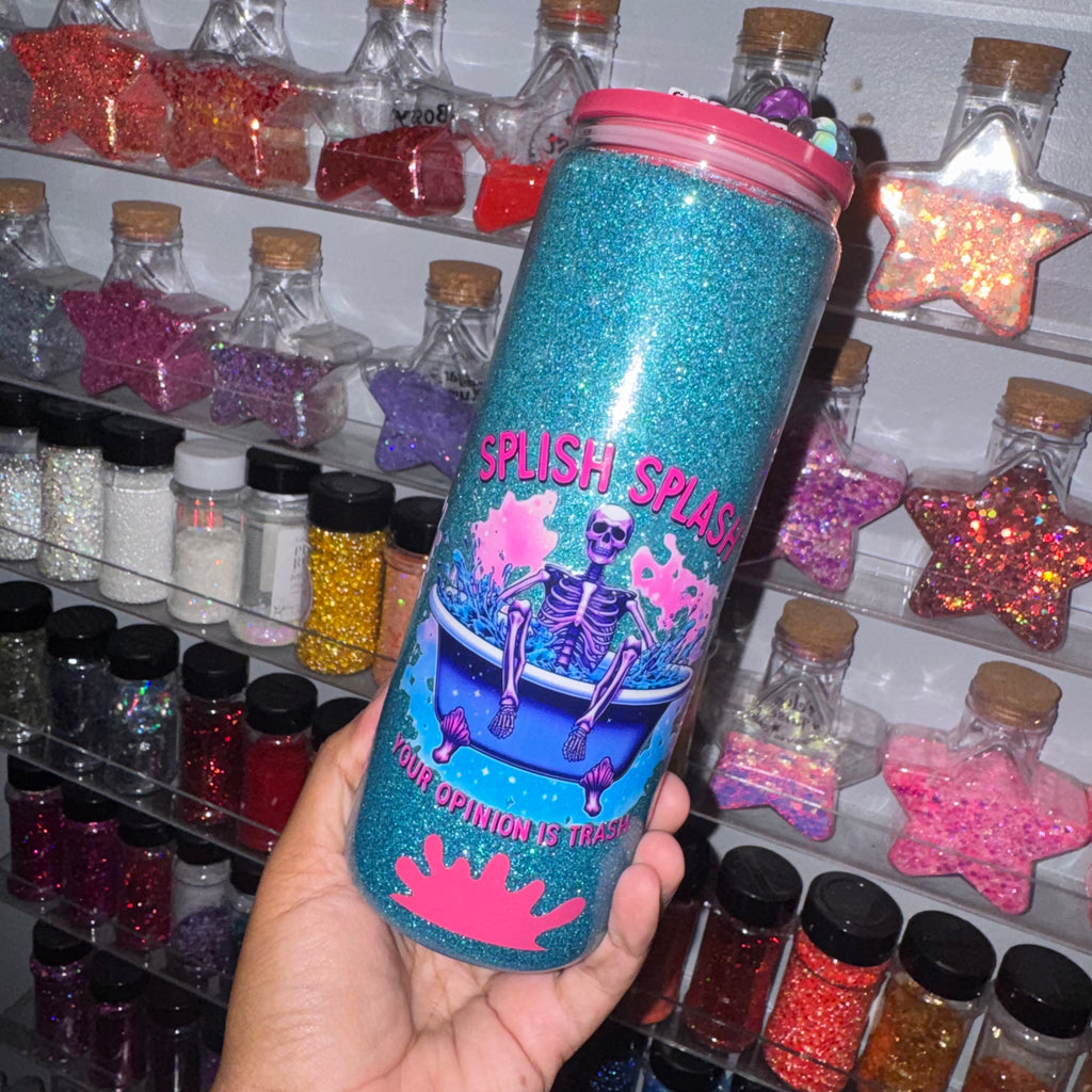 Splish Splash + 25 oz glass + rhinestone drip - dry globe